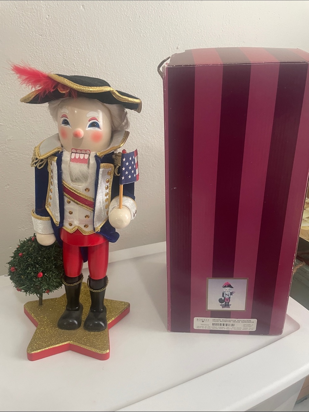 Bombay Red, Blue & Gold Patriotic Nutcracker Figurine